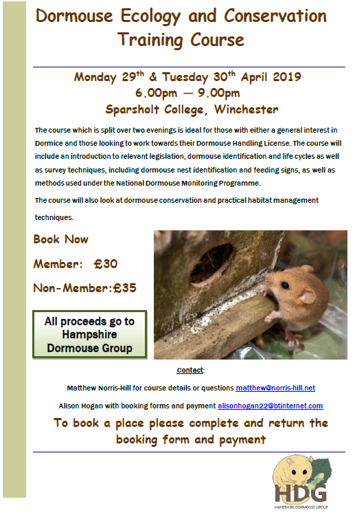 Dormouse Conservation and Ecology Training Course April 2019